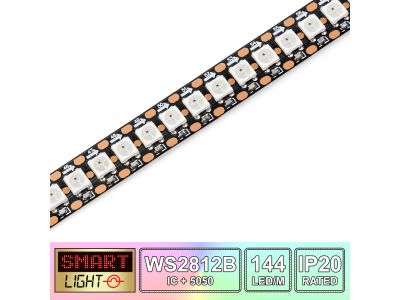 144 LED/M WS2812B RGB Addressable LED Strip IP20 (Black PCB)