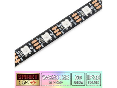 60 LED/M WS2812B RGB Addressable LED Strip IP20 (Black PCB)