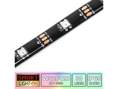 30 LED/M WS2812B RGB Addressable LED Strip IP65 (Black PCB)