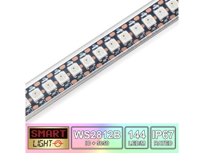 144 LED/M WS2812B RGB Addressable LED Strip IP67 (Black PCB)