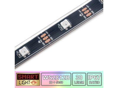 30 LED/M WS2812B RGB Addressable LED Strip IP67 (Black PCB)