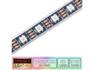 60 LED/M WS2812B RGB Addressable LED Strip IP67 (Black PCB)