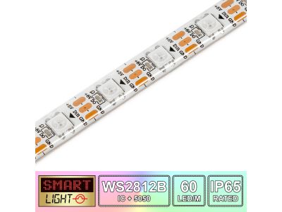 60 LED/M WS2812B RGB Addressable LED Strip IP65 (White PCB)