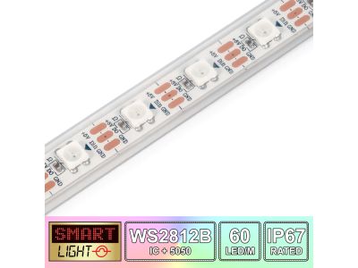 60 LED/M WS2812B RGB Addressable LED Strip IP67 (White PCB)