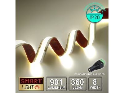 12V Premium Warm White (3000k) COB LED Strip (360 LED / 10w / 901lms per meter)