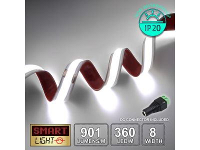12V Premium Natural White (4000k) COB LED Strip (360 LED / 10w / 901lms per meter)