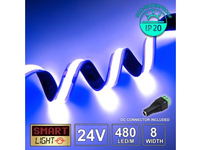 24V Premium Blue COB LED Strip (480 LED / 10w / 11-1800mcd per meter)
