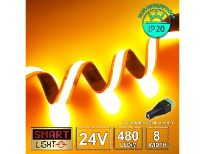 24V Premium Orange COB LED Strip (480 LED / 10w / 11-1800mcd per meter)