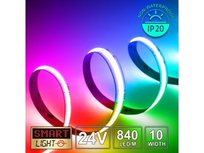 24V Premium RGB COB LED Strip (820 LED / 14.4w / 16-2200mcd per meter)