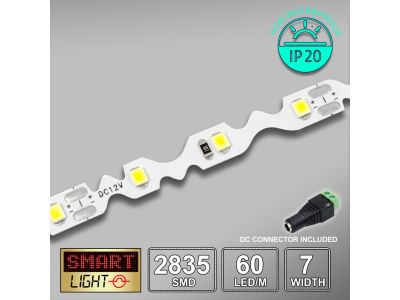 12V/5M S-Shape SMD 2835 IP20 Non-Waterproof Strip 300 LED - COOL WHITE