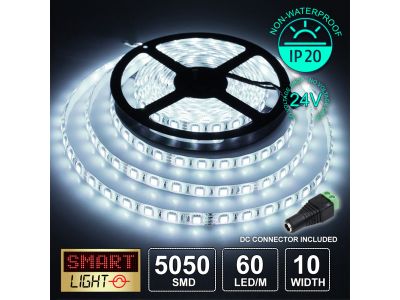 24V/5m SMD 5050 IP20 Non-Waterproof Strip 300 LED - COOL WHITE