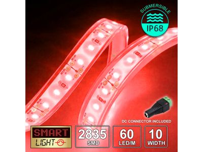 60 LED/M 12V SMD 2835 RED LED Strip IP68 (White PCB)