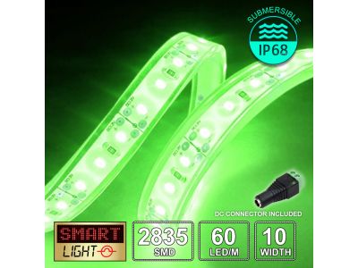 60 LED/M 12V SMD 2835 GREEN LED Strip IP68 (White PCB)