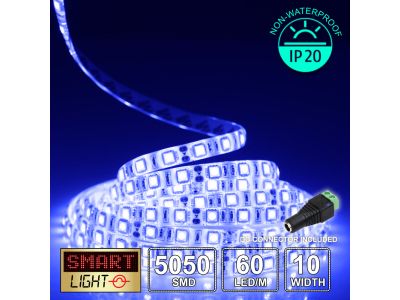 60 LED/M 12V SMD 5050 BLUE LED Strip IP20 (White PCB)
