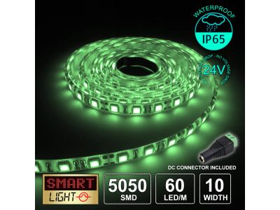 60 LED/M 24V SMD 5050 GREEN LED Strip IP65 (White PCB)