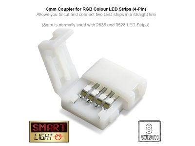 4-Pin / 8mm RGB LED Strip Straight Connector