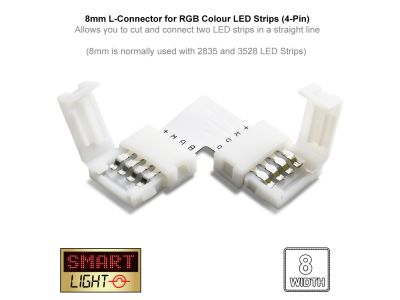 4-Pin / 8mm RGB LED Strip L Connector