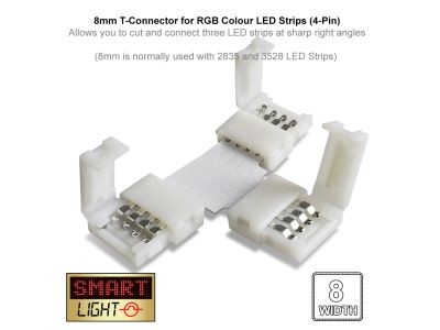 4-Pin / 8mm RGB LED Strip T Connector