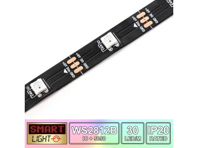 30 LED/M WS2812B RGB Addressable LED Strip IP20 (Black PCB)