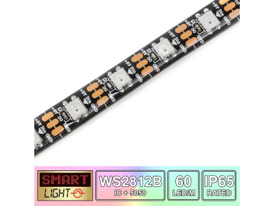 60 LED/M WS2812B RGB Addressable LED Strip IP65 (Black PCB)
